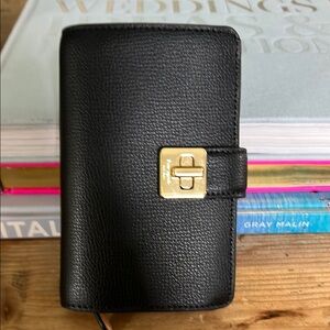 Kate Spade Black Leather Wallet with Gold Accents